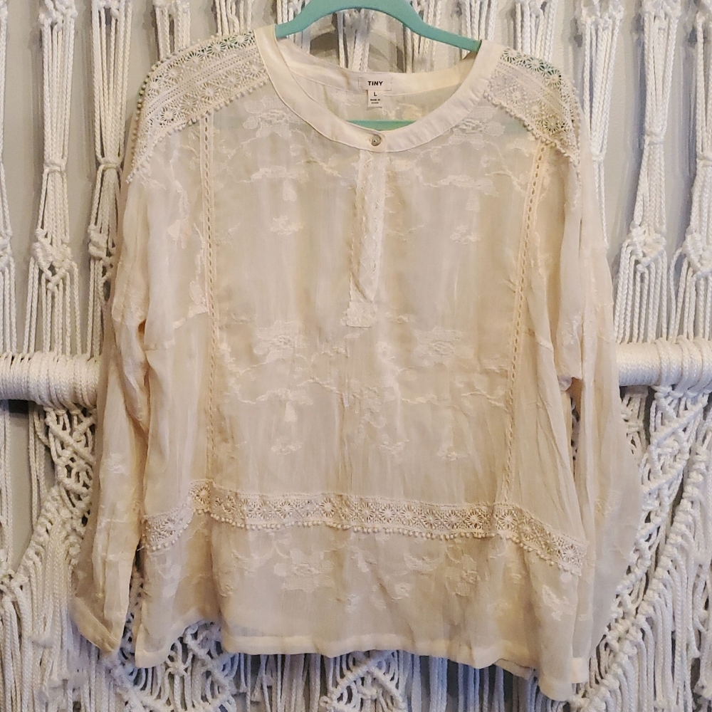 Anthropologie Cream Lace Blouse